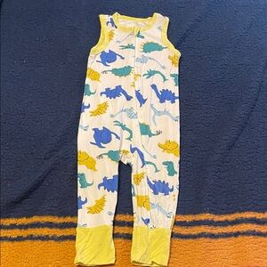 Teach leanbh Dinosaur Print Sleeveless Baby Romper